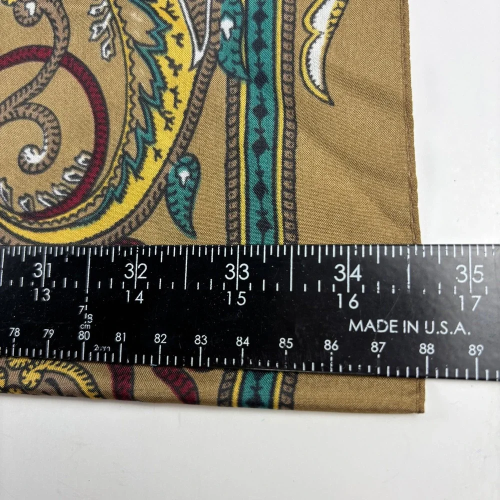 Elvein Scarf Unisex OS Brown Vintage Paisley Italian Made Polyester 34x68 Inches